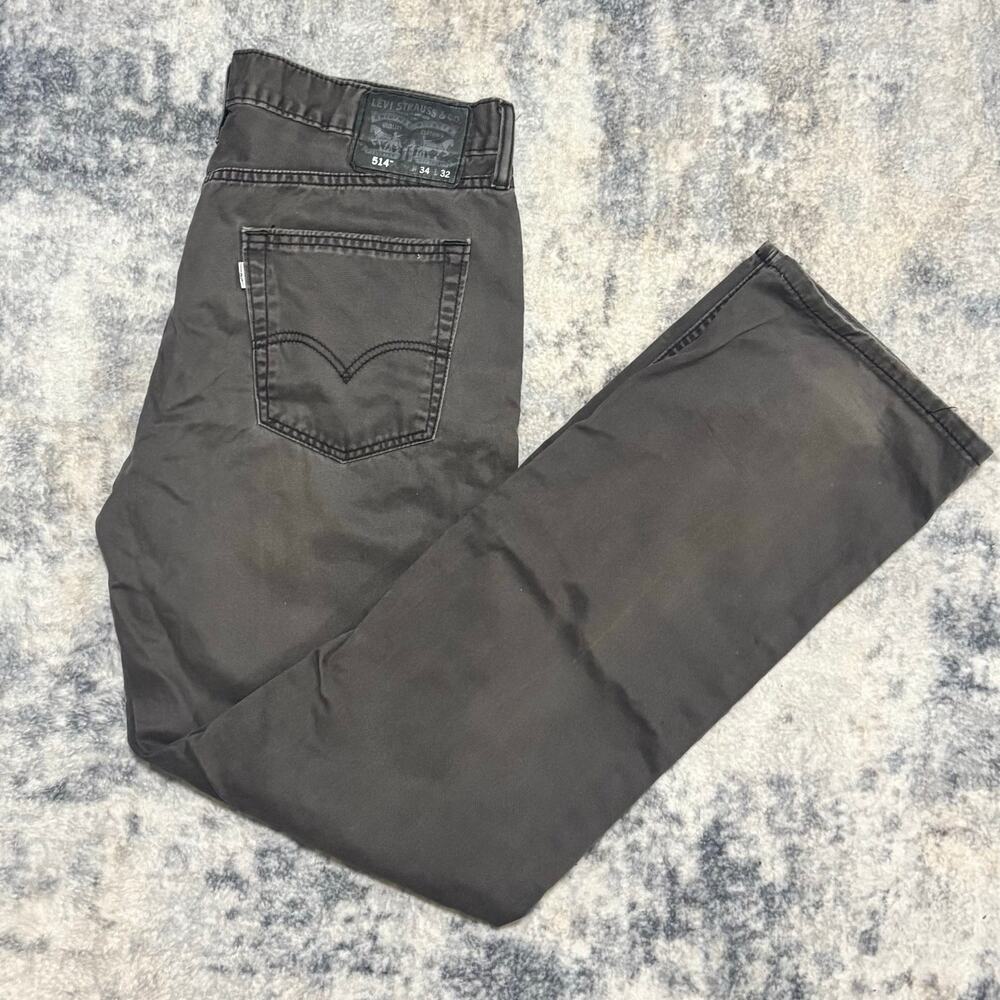 Levi's 514 Straight Fit Grey Twill Pants Men's Size 34x32 Canvas Denim Jean